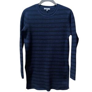 Ganni Navy Striped Crew Neck Cotton Michigan Sweater‎ Size Medium